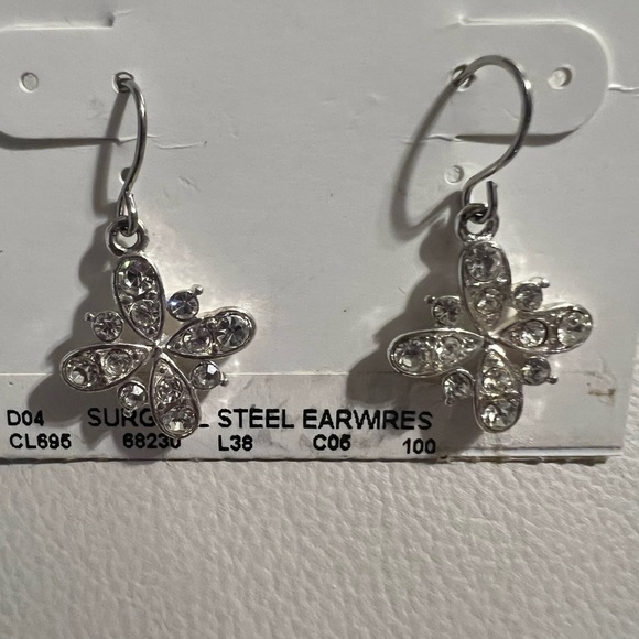 First Issue | A Liz Claiborne Company | Silver Clear CZ Dangle Earrings - Picture 2 of 4